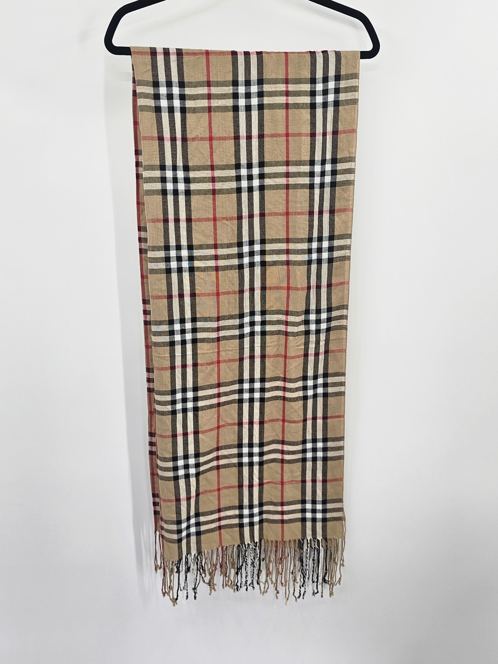 Classic Plaid Scarf - Tan Black